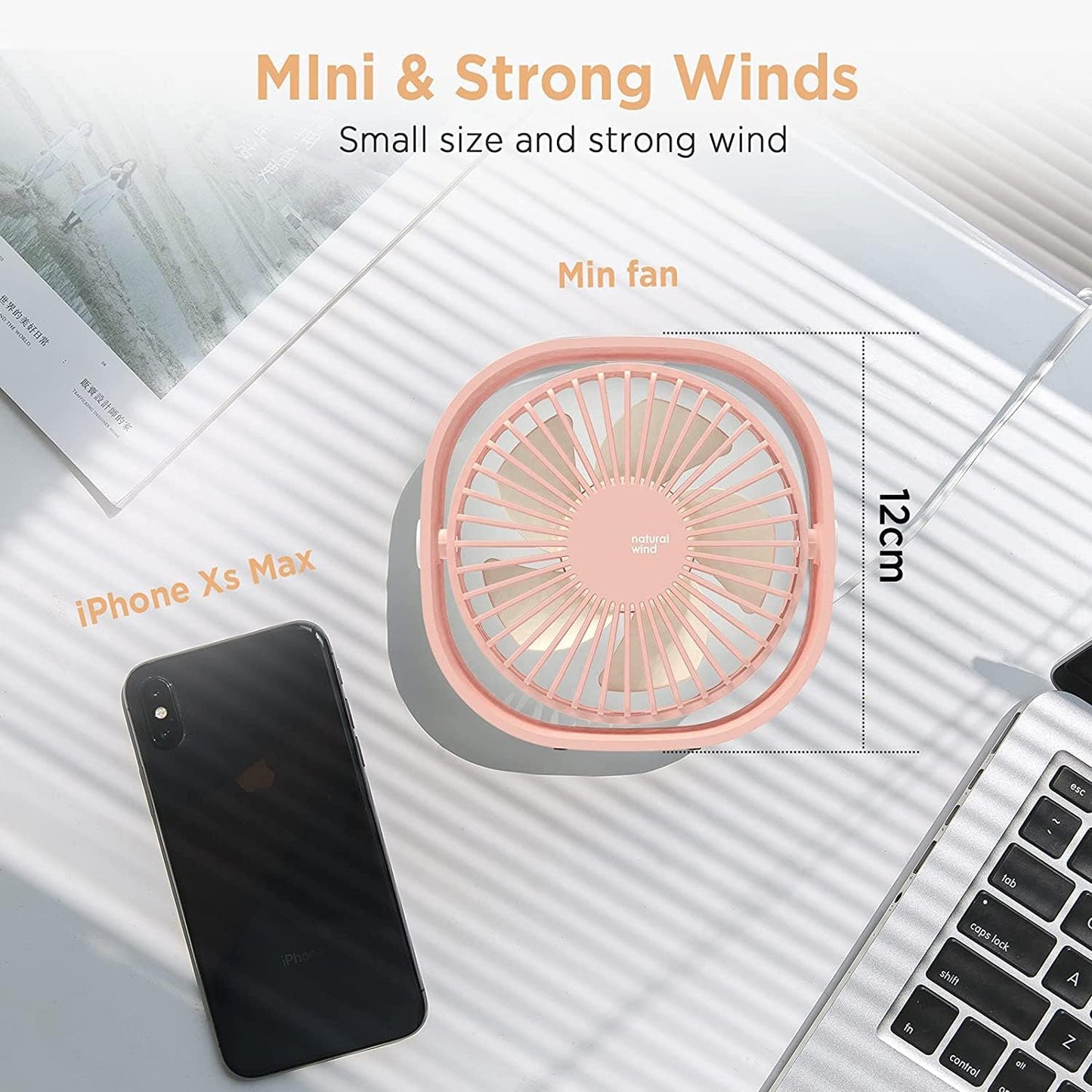 Portable USB Desk Fan - 360° Rotatable, 3 Speed Personal Fan for Home, Office, Dorm & Travel - Ideal for Sleeping & Cruise Use (No Battery)