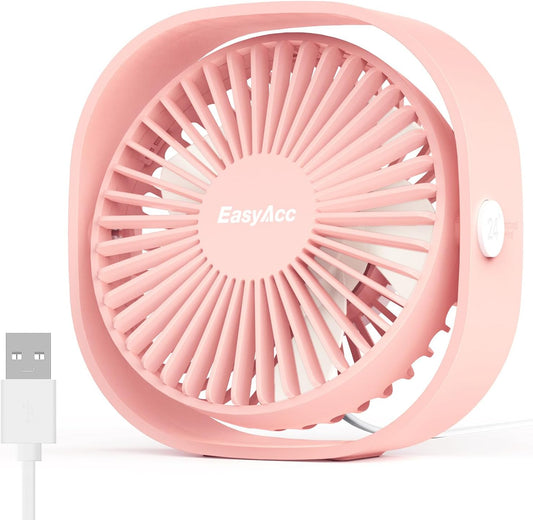 Portable USB Desk Fan - 360° Rotatable, 3 Speed Personal Fan for Home, Office, Dorm & Travel - Ideal for Sleeping & Cruise Use (No Battery)