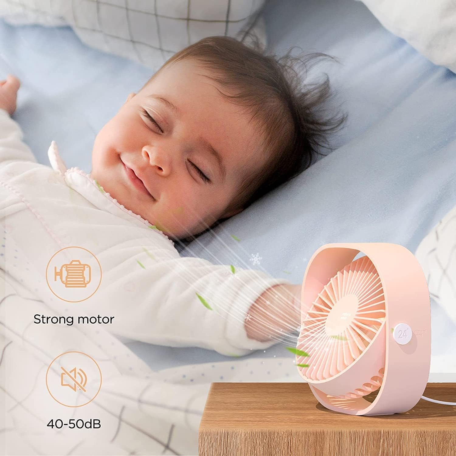 Portable USB Desk Fan - 360° Rotatable, 3 Speed Personal Fan for Home, Office, Dorm & Travel - Ideal for Sleeping & Cruise Use (No Battery)